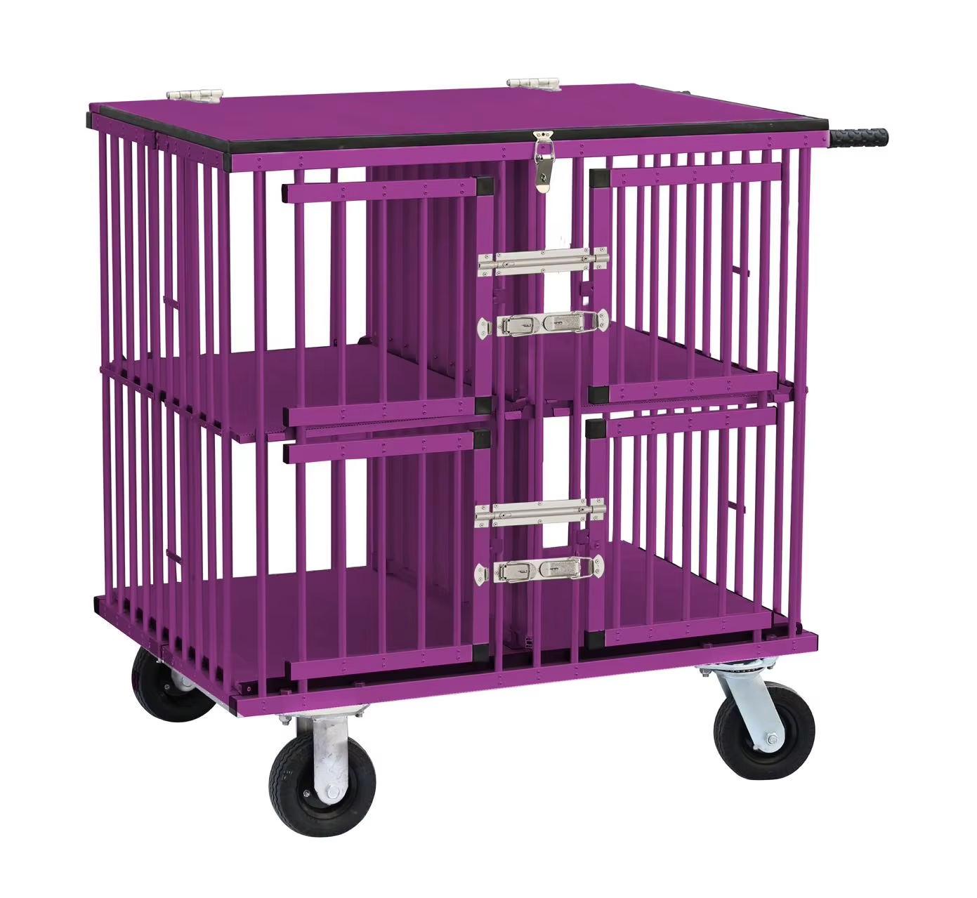 Aluminum 4 Compartment Pet Show Cage Trolley