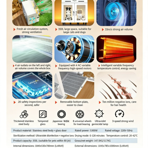 350L Double-door Pet Drying Cabinet