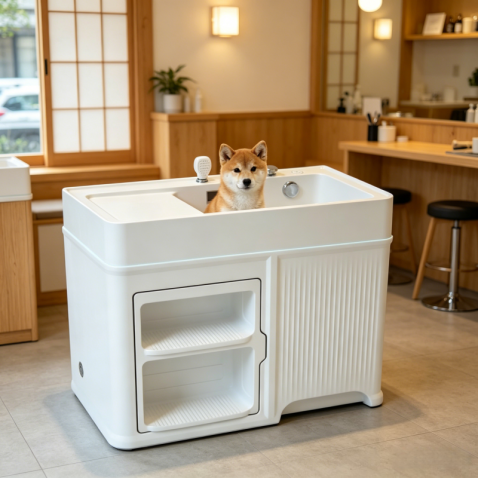 Pet Spa Tub with Built-In Dryer Slot