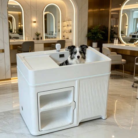 Pet Spa Tub with Built-In Dryer Slot