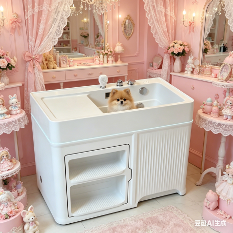 Pet Spa Tub with Built-In Dryer Slot