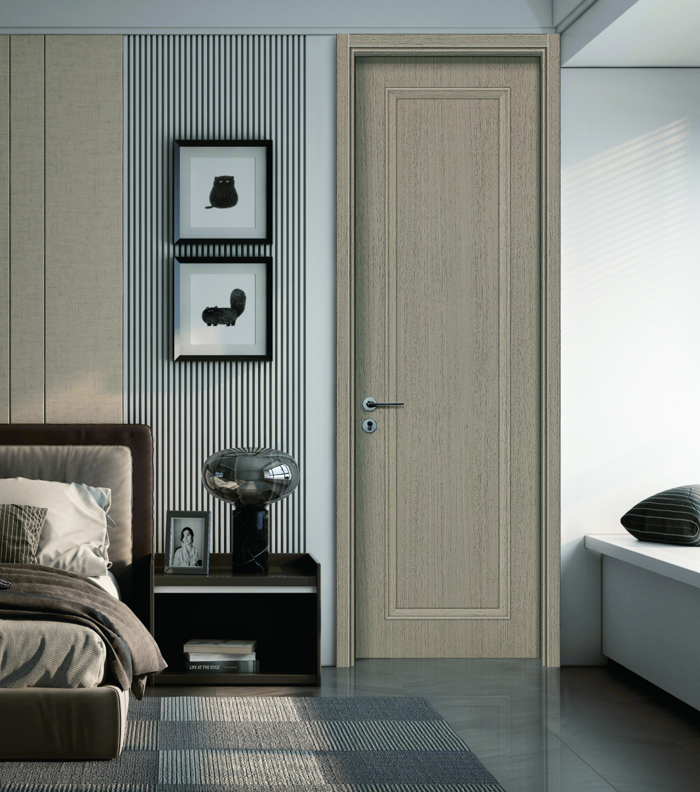 Classical bedroom wood door