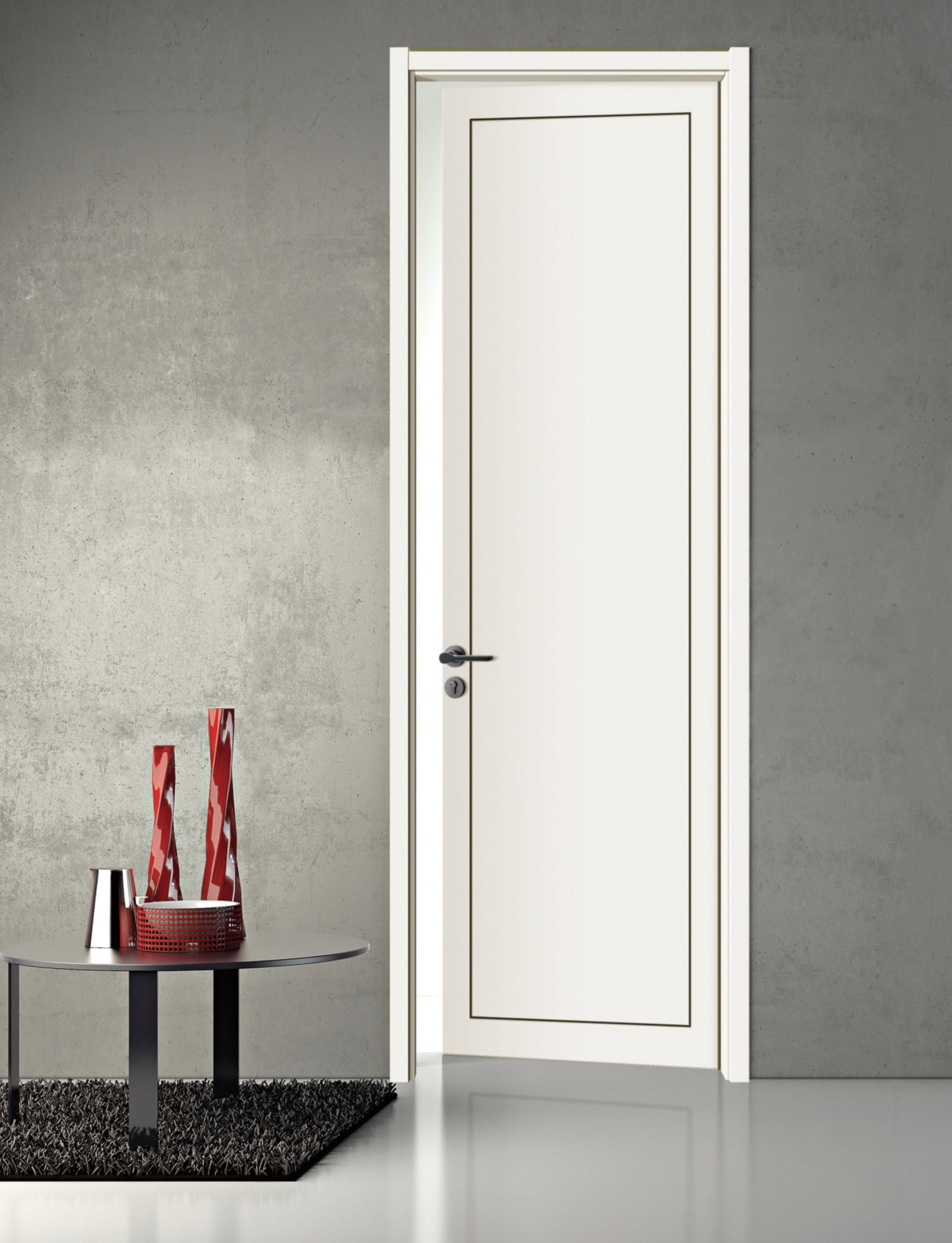 Aluminum strip accents timber doors for bedroom