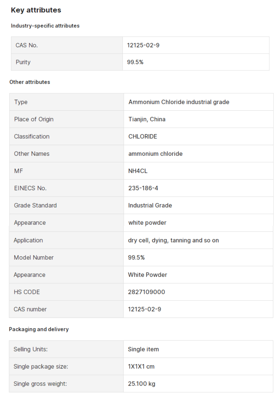 industrial grade ammonium chloride