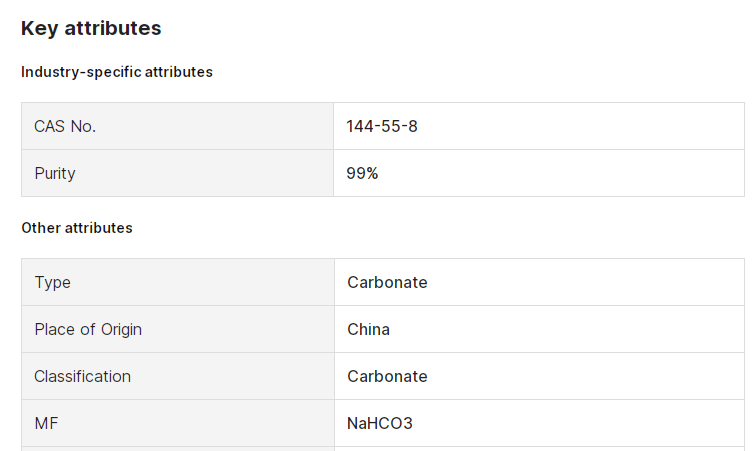 White powder NaHCO3 Sodium Bicarbonate