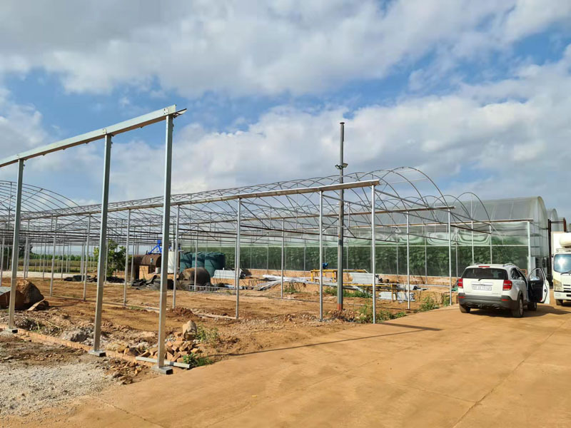 Serre à travées multiples en polycarbonate