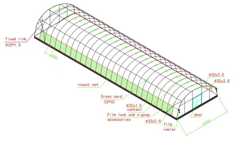 Serre à film tunnel pour équipement agricole