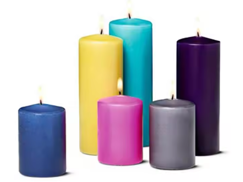 Colored Candles Made from Fully Refined Paraffin Wax