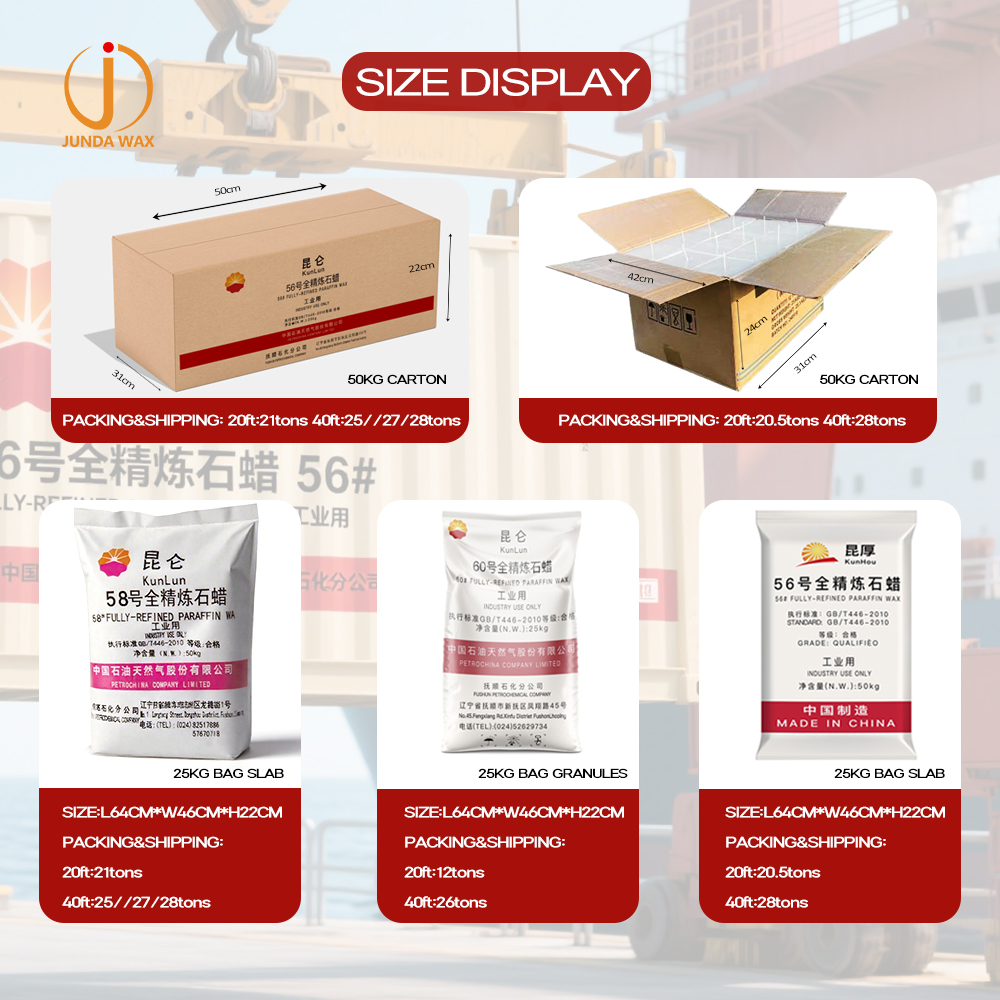 Cera di paraffina semi-raffinata Kunlun 58 58-60 per la fabbricazione di candele