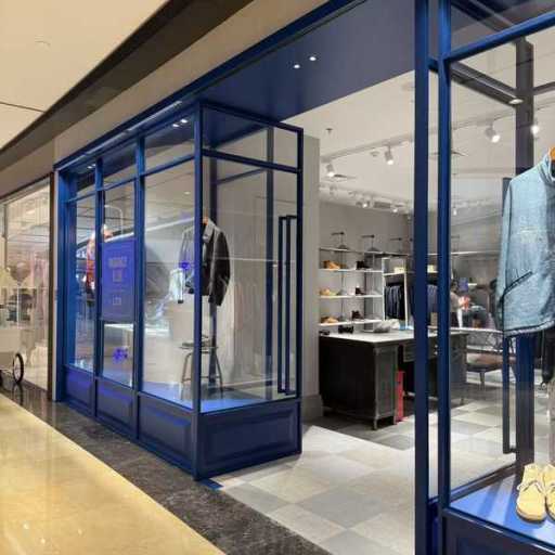 Colored storefront door in a shopping mall