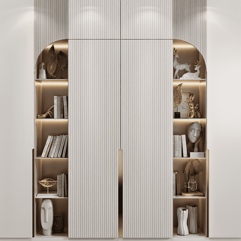 Solid Wood And Lacquered Cabinet Doors With Metal Frames