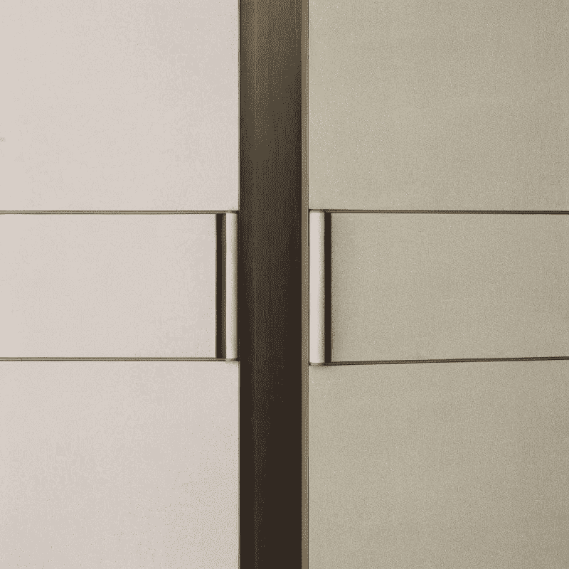 Metal Frame Cabinet Doors With Leather-Clad Finishes