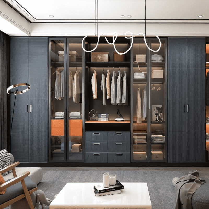 Leather-Clad Metal Frame Cabinet Doors For Elegance