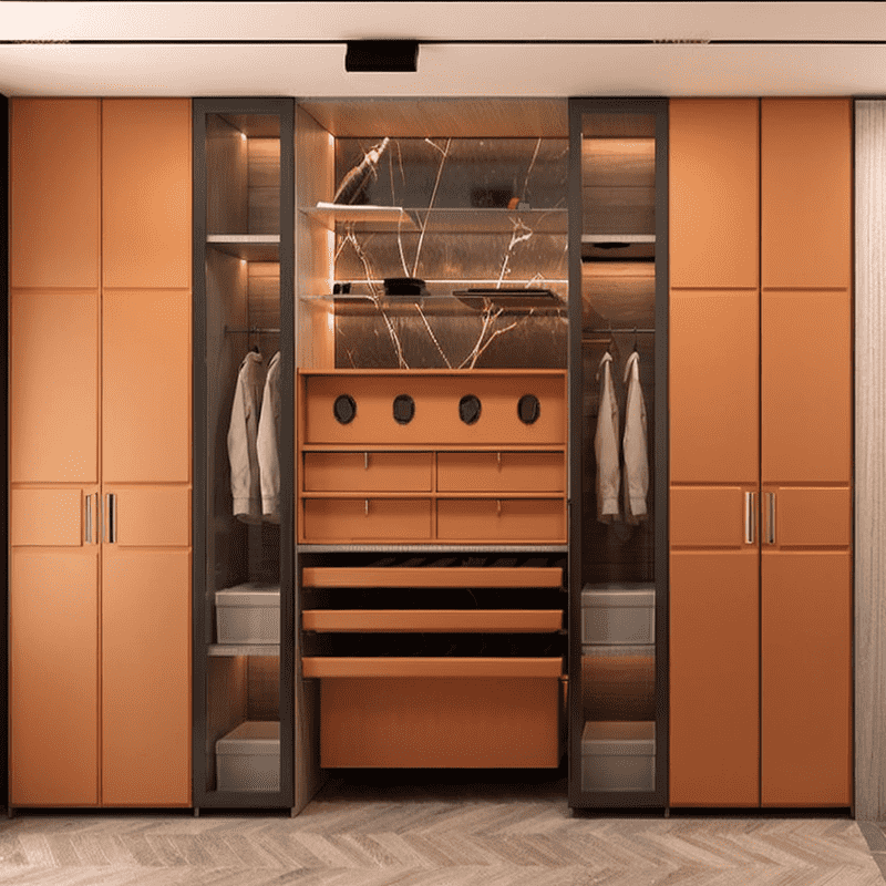 Leather-Clad Metal Frame Cabinet Doors For Elegance