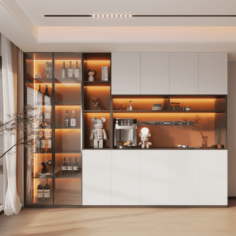 Wine Storage Cabinet With Wooden And Freestanding Features