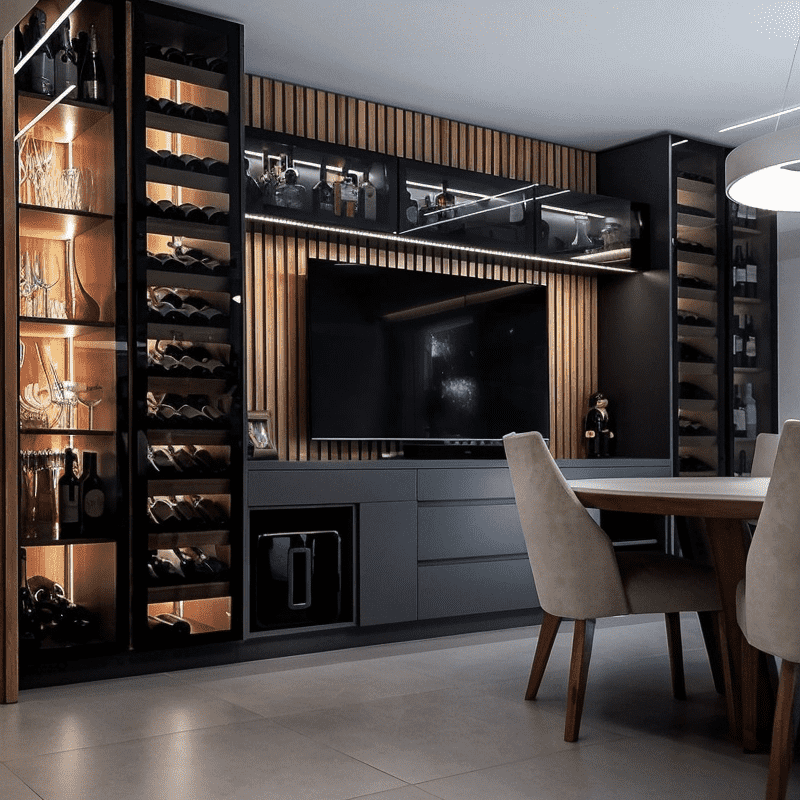 Wine Storage Cabinet With Wooden And Freestanding Features