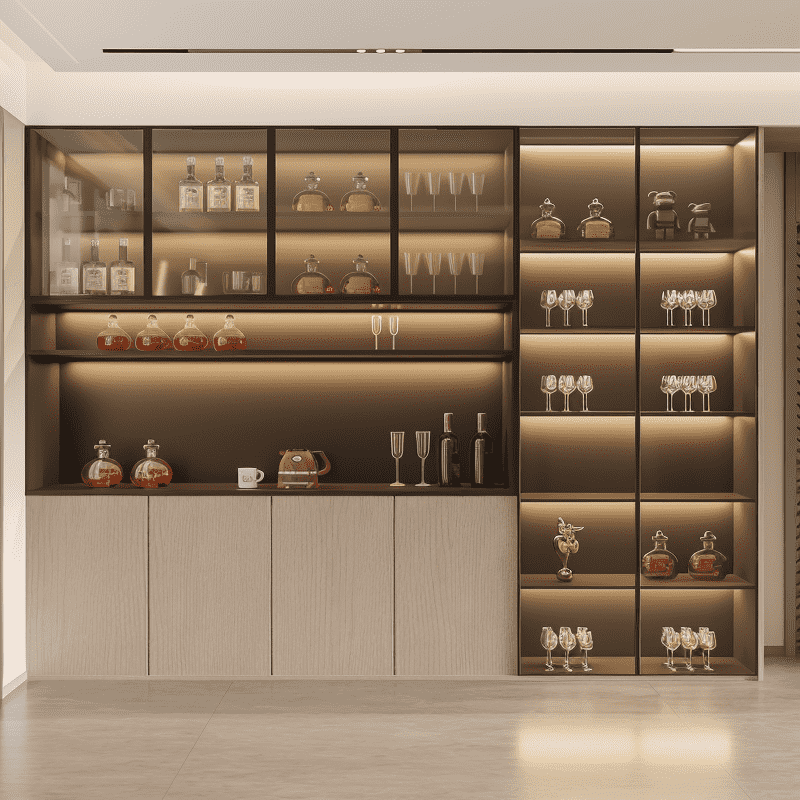 Freestanding Wooden Wine Cabinet For Elegant Display