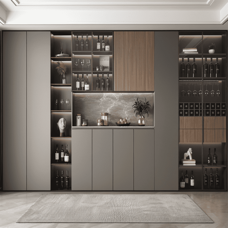 Wine Cellar Cabinet With Freestanding Storage Design