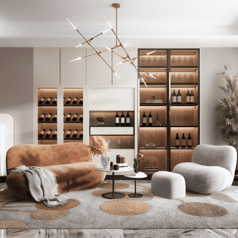 Wine Cellar Cabinet With Freestanding Storage Design