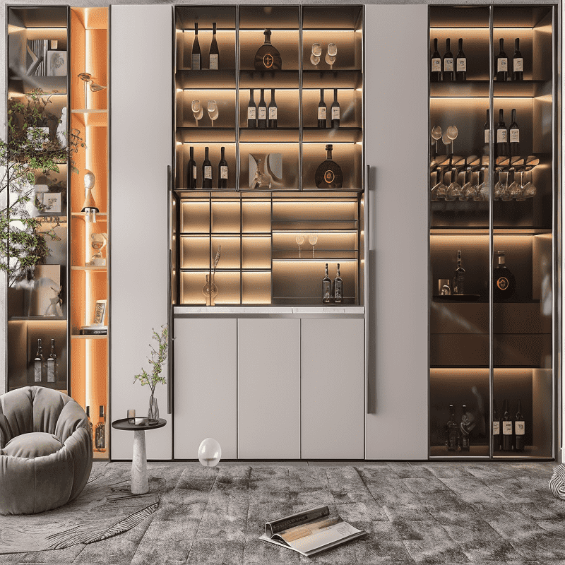 Wooden Wine Storage Cabinet For Freestanding Display