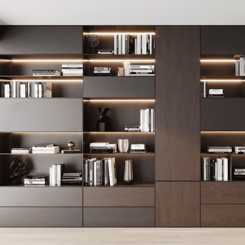 Modular Wooden Bookcase For Organized Library Shelving