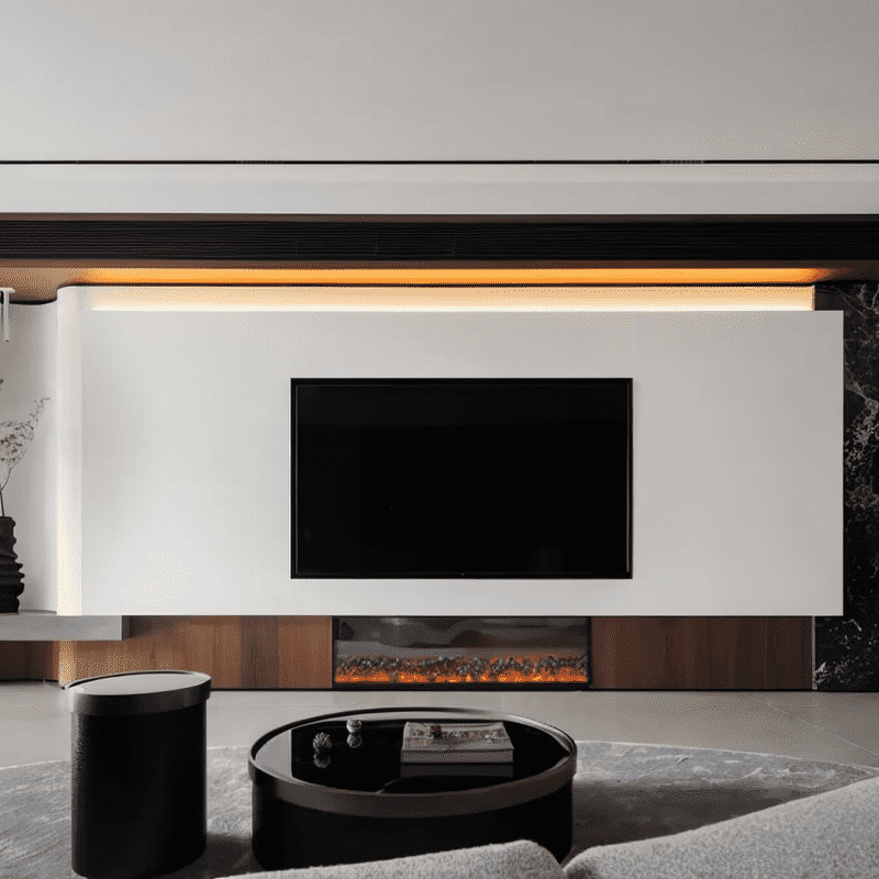 Entertainment Unit With Flat Screen TV Cabinet Design