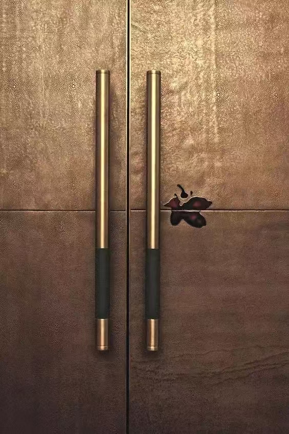 Leather-Clad Metal Frame Cabinet Doors For Elegance