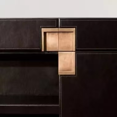 Leather-Clad Metal Frame Cabinet Doors For Elegance