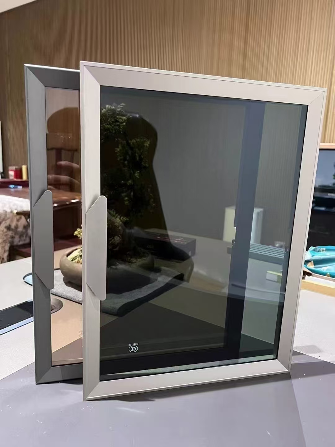 Metal Frame Cabinet Doors With Leather-Clad Finishes