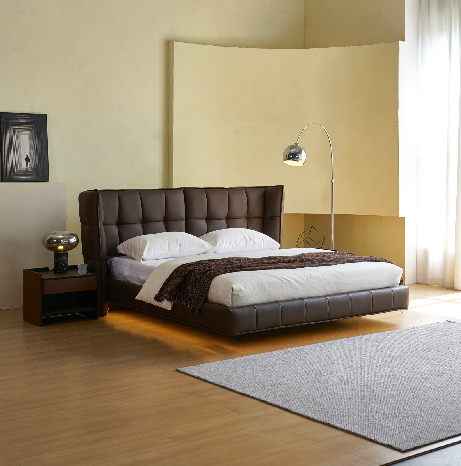 Italian minimalist soft bed
