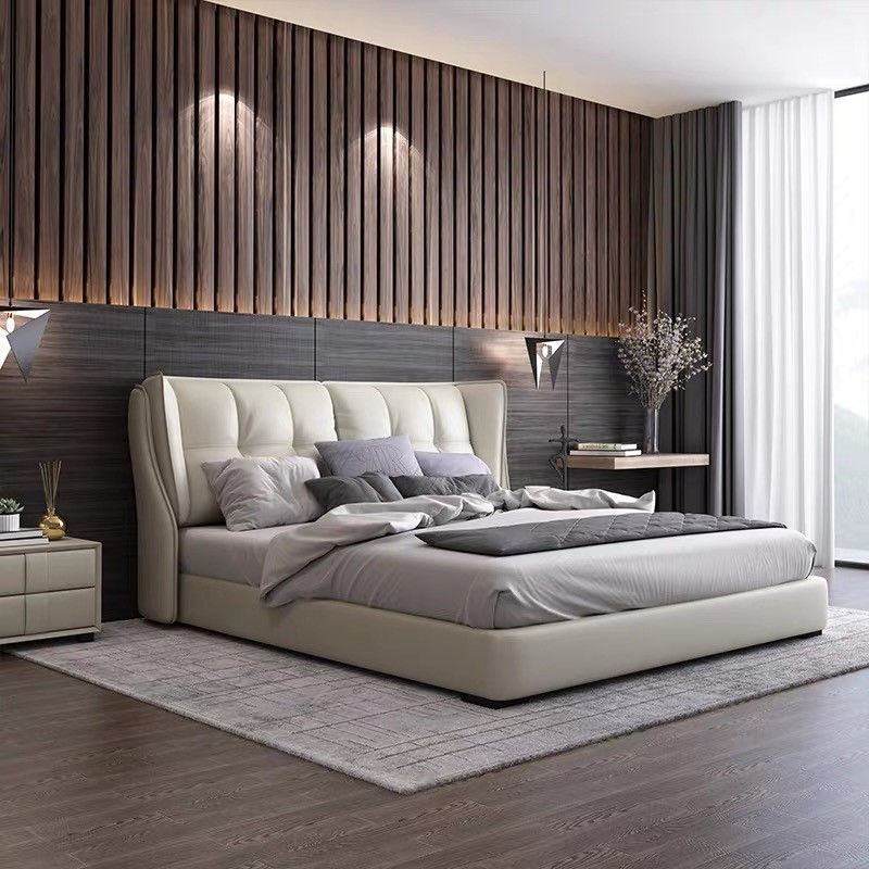 Genuine leather soft bed