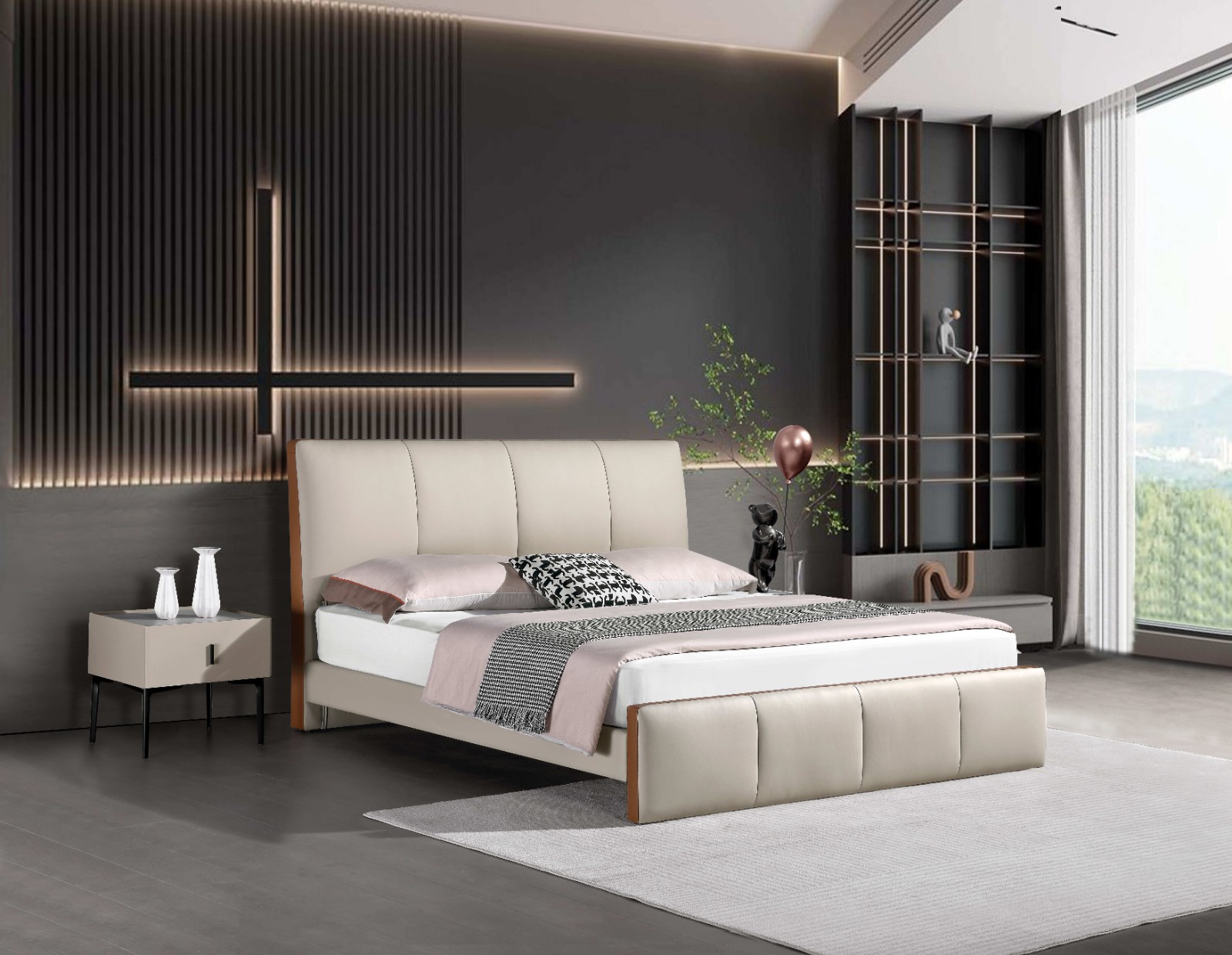 Genuine leather soft bed