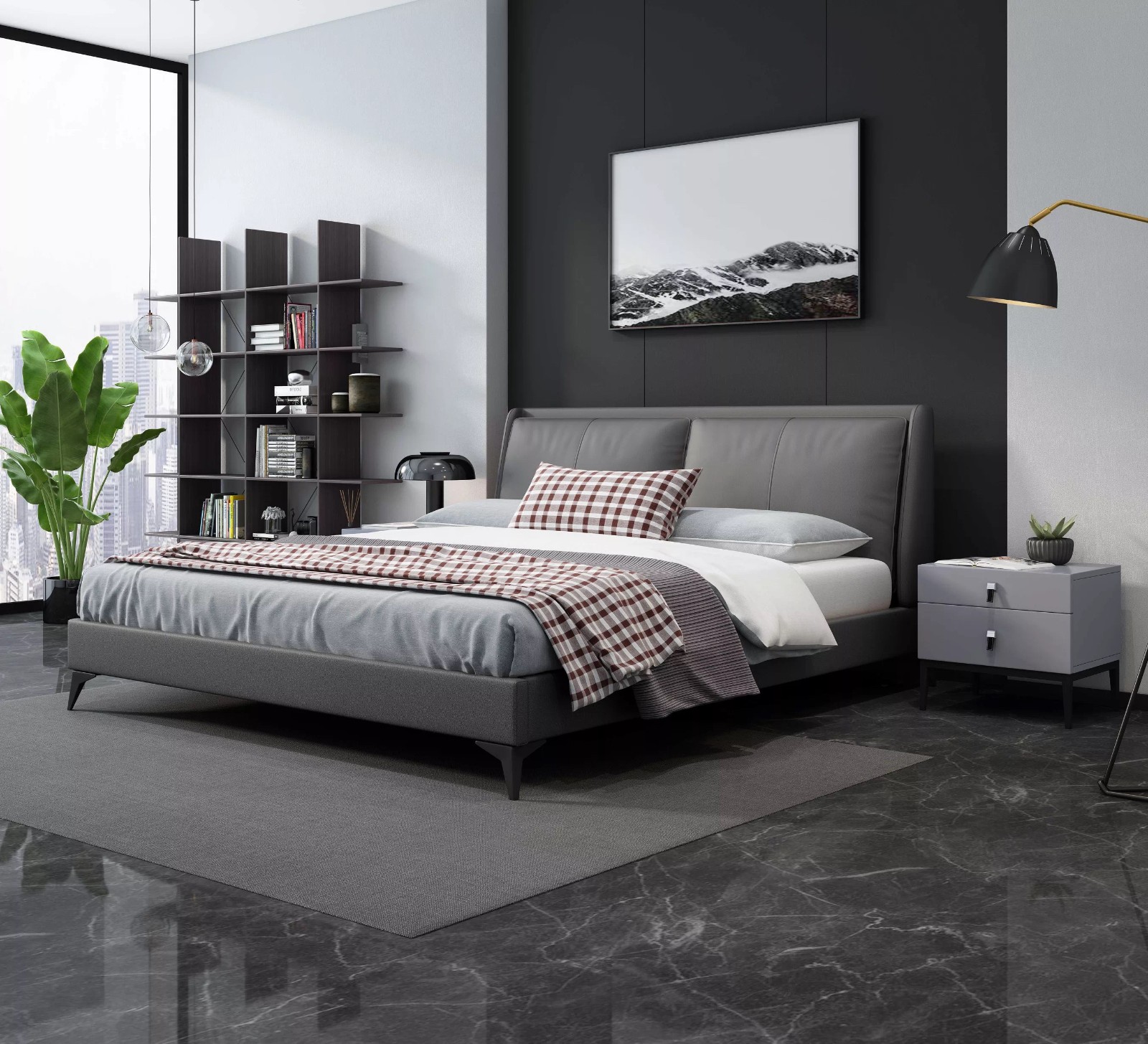 Genuine leather soft bed