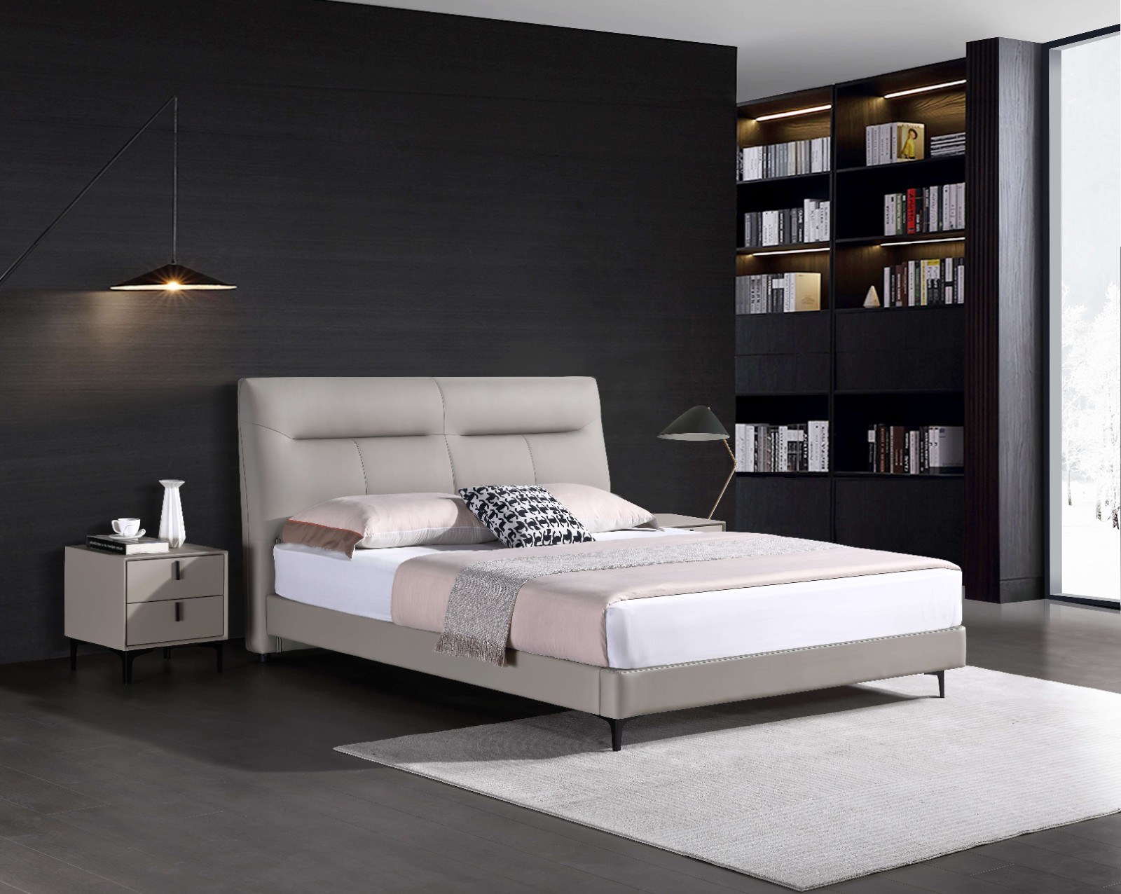 Genuine leather soft bed