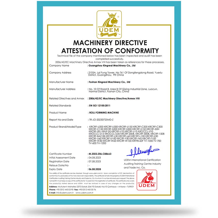 KINGREAL SLITTING CERTIFICATION KINGREAL SLITTING CERTIFICATION
