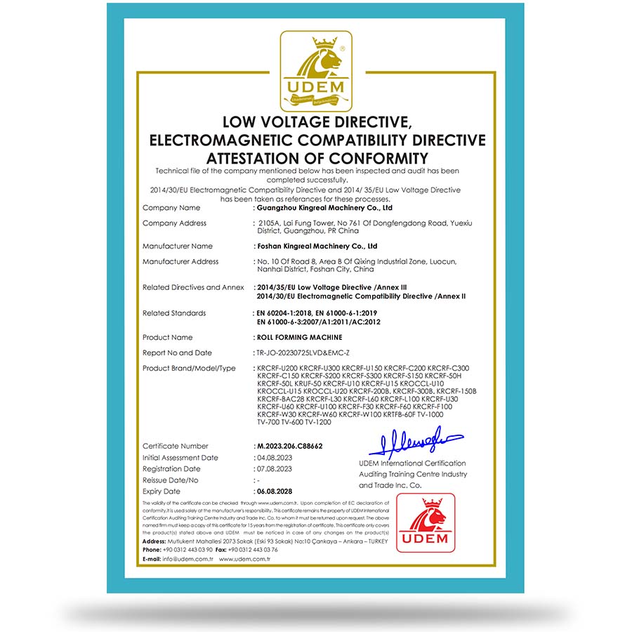 KINGREAL SLITTING CERTIFICATION KINGREAL SLITTING CERTIFICATION