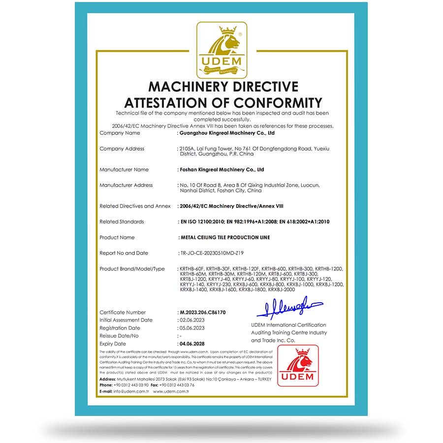 KINGREAL SLITTING CERTIFICATION KINGREAL SLITTING CERTIFICATION