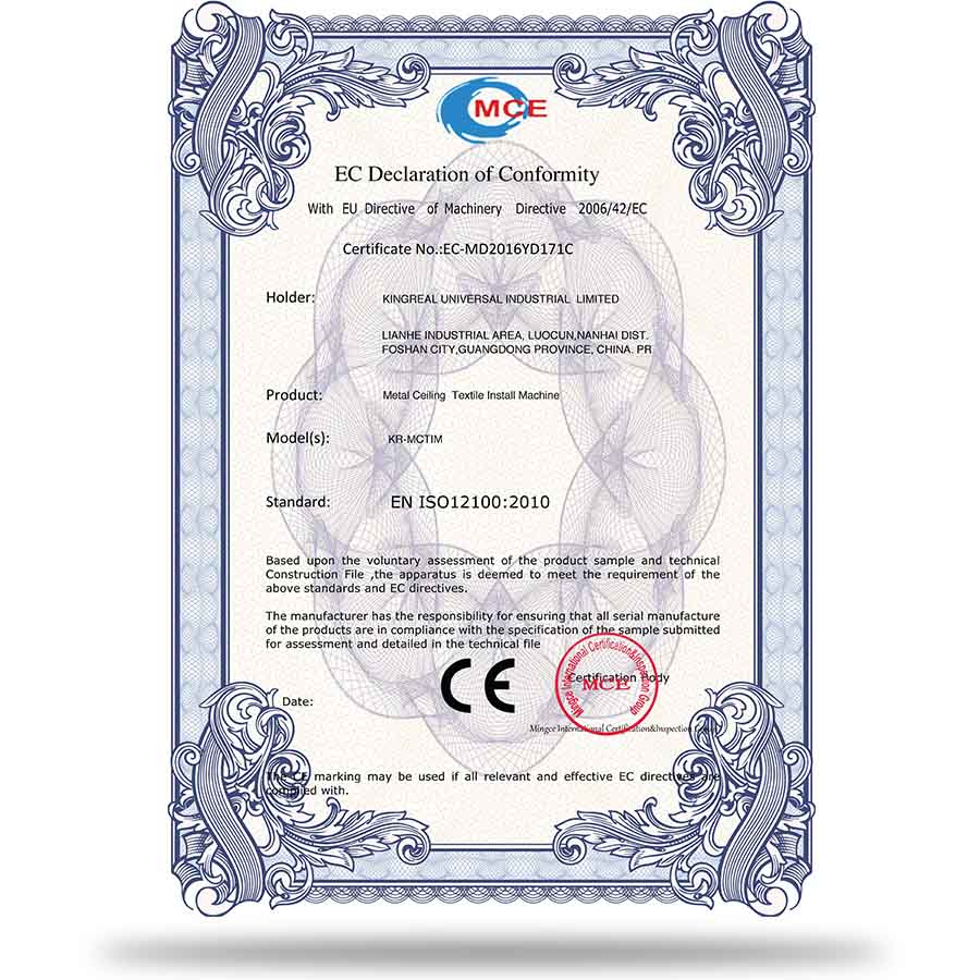 KINGREAL SLITTING CERTIFICATION KINGREAL SLITTING CERTIFICATION