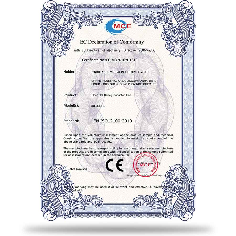 KINGREAL SLITTING CERTIFICATION KINGREAL SLITTING CERTIFICATION