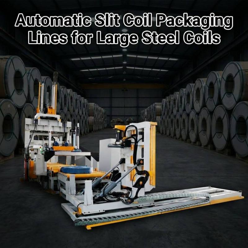 Linhas automáticas de corte e embalagem de bobinas de aço de grande porte.