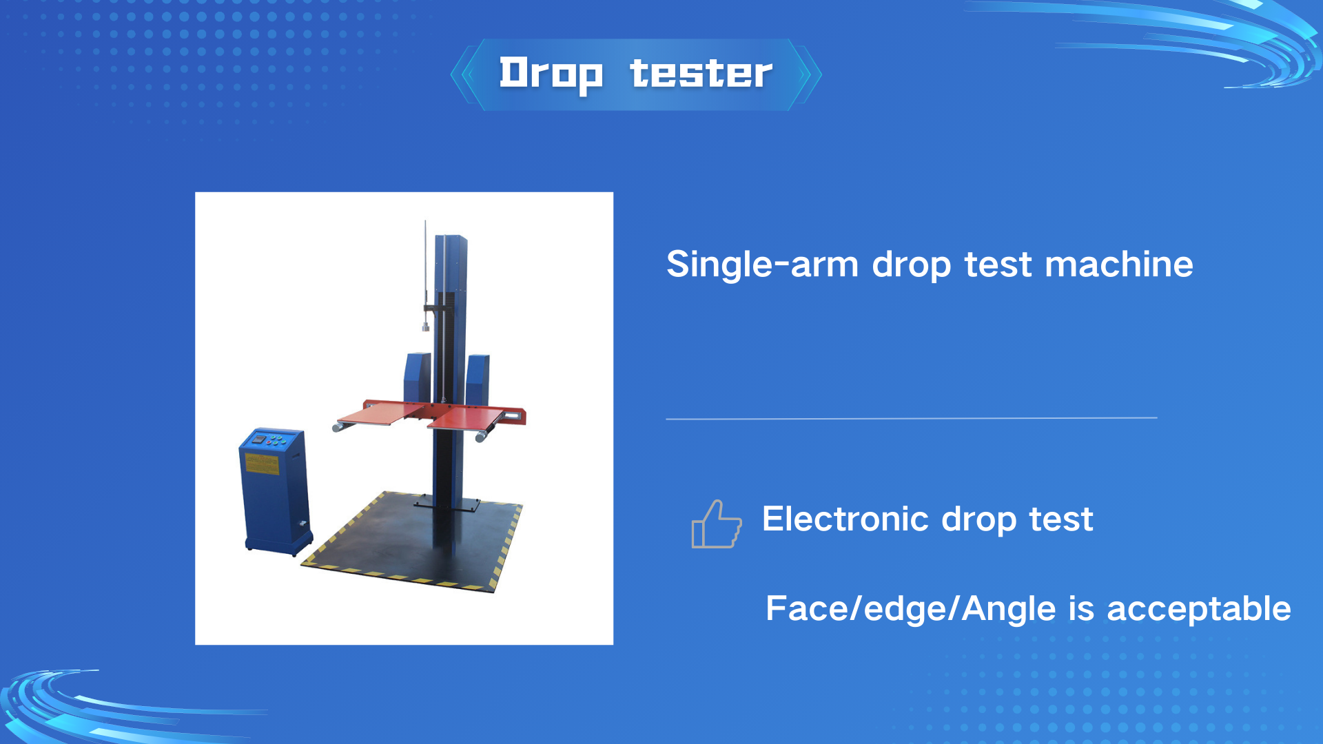 Small single-wing double-arm carton drop test stand