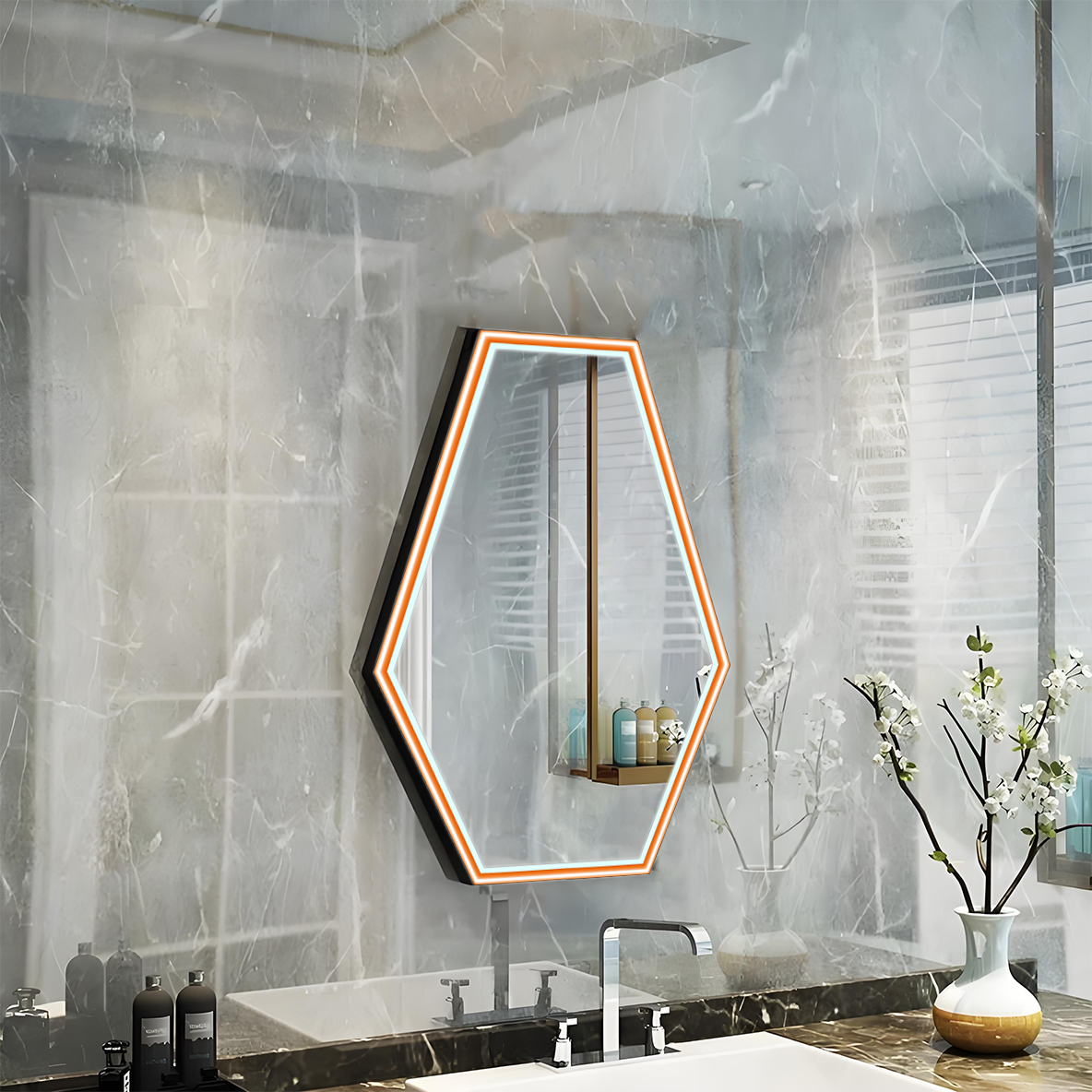 Art Deco Diamond Wall Mirror For Bathroom