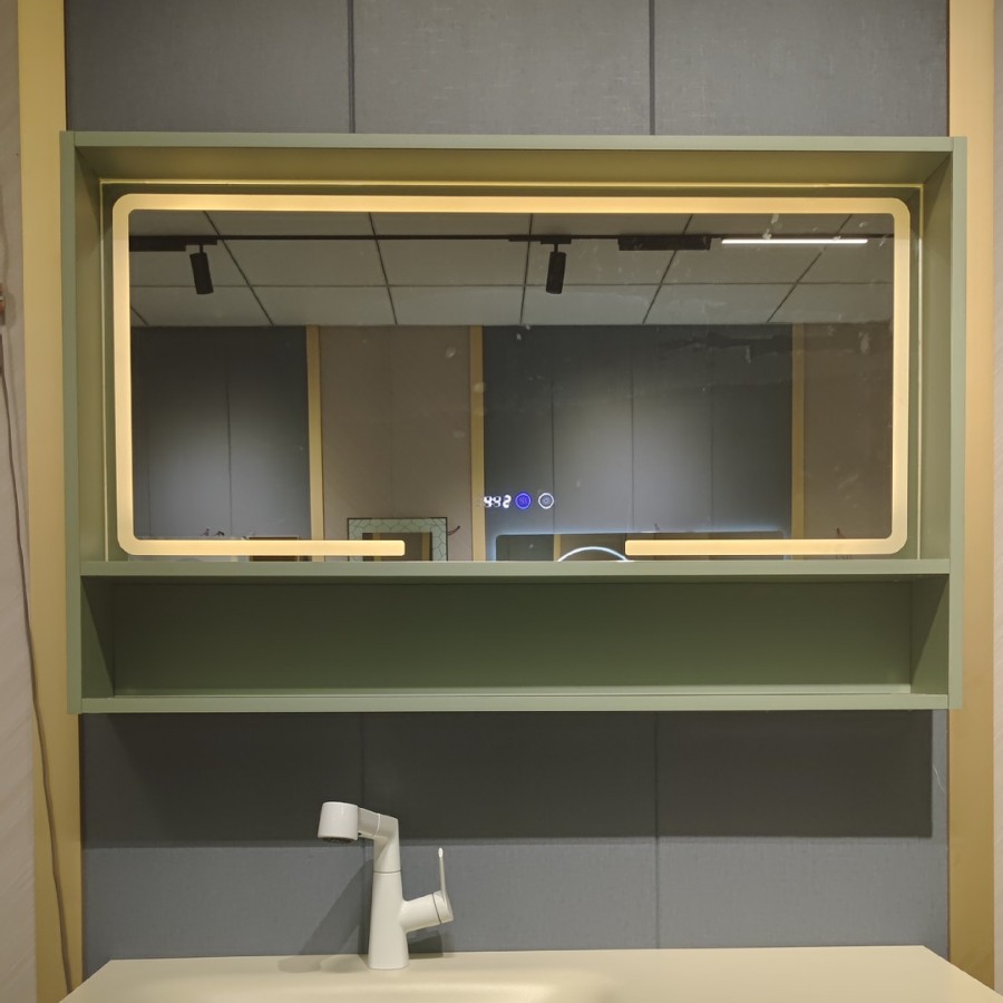 Doorless Storage Bathroom Mirror Cabinet With Light