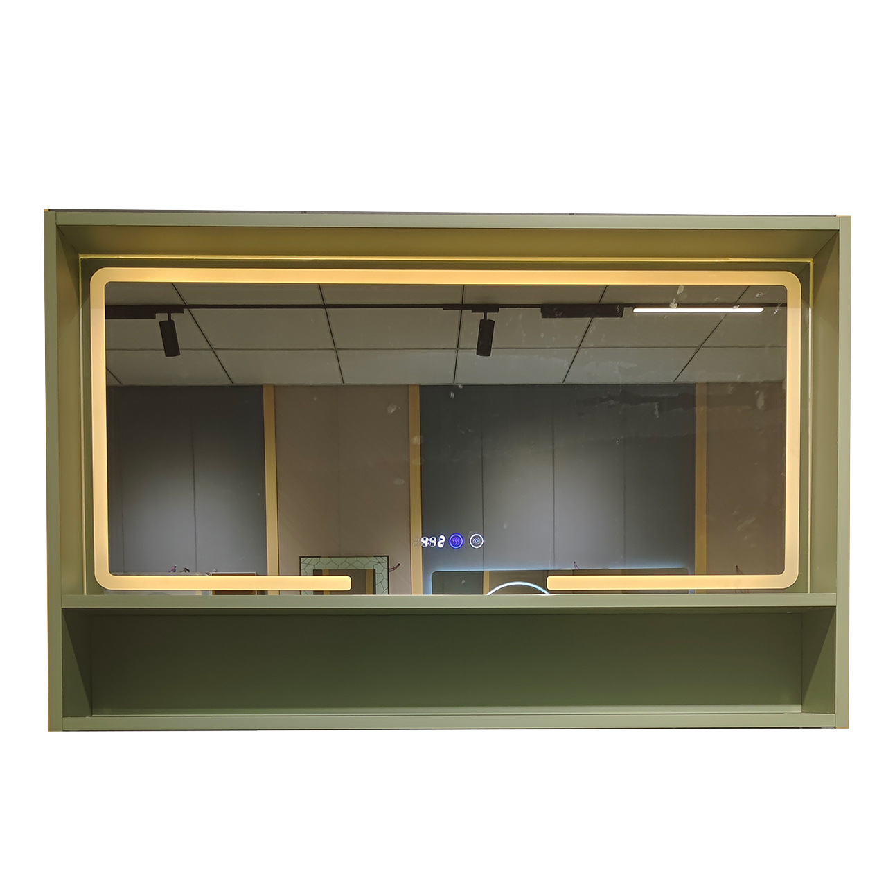 Doorless Storage Bathroom Mirror Cabinet With Light