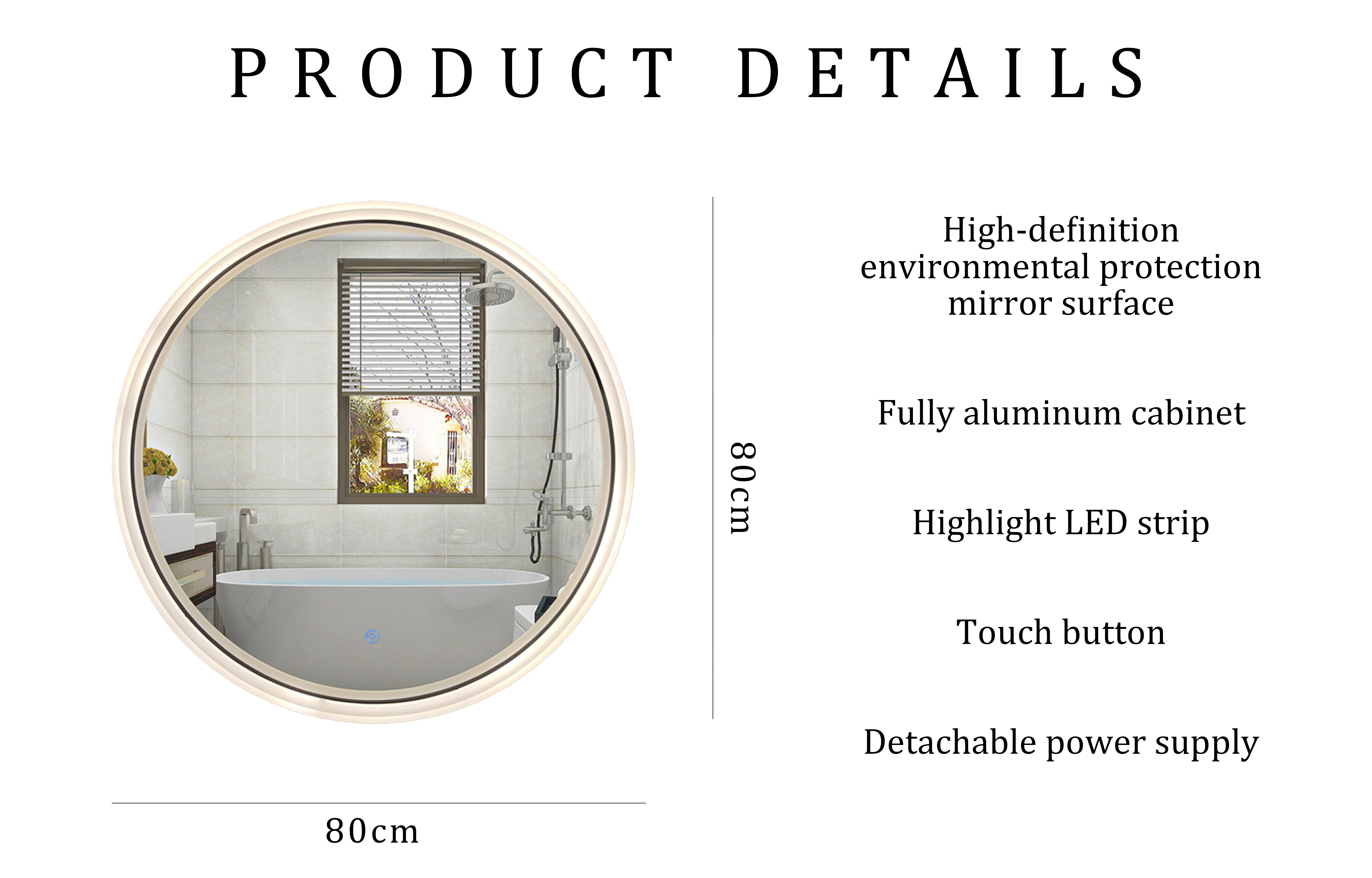 LED Acrylic Round Makeup Vanity Mirror