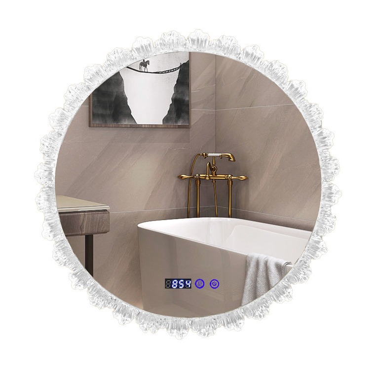 Bathroom Shell Flower Round Mirror With Lights