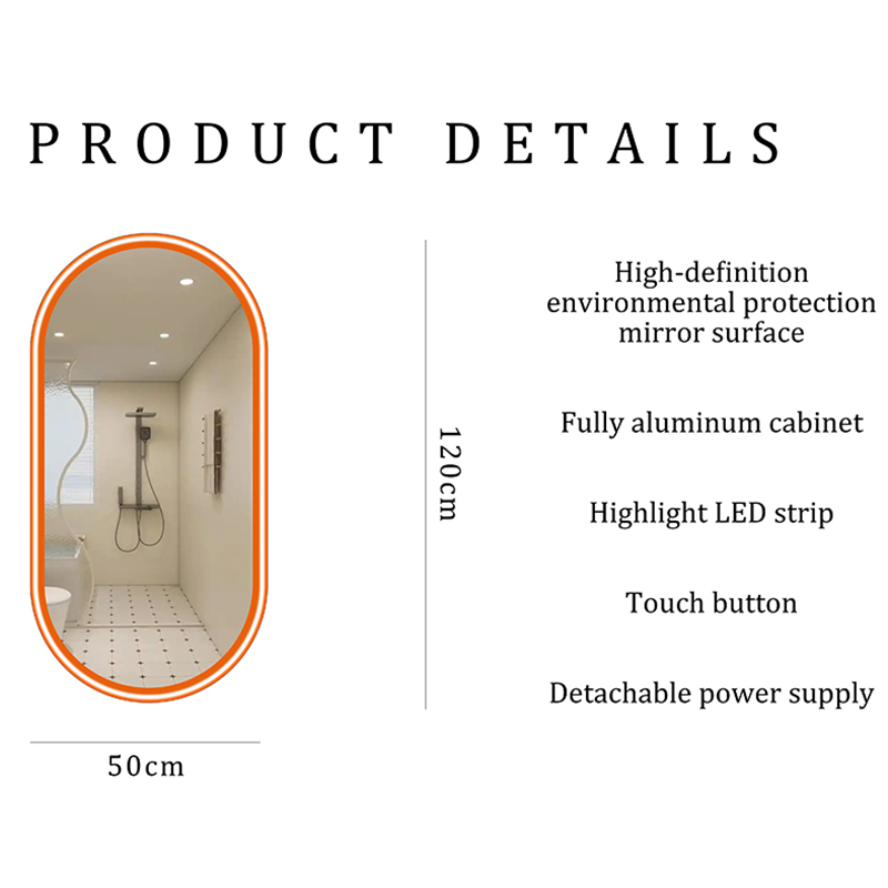 Wall Mounted Aluminum Alloy Oval Mirror