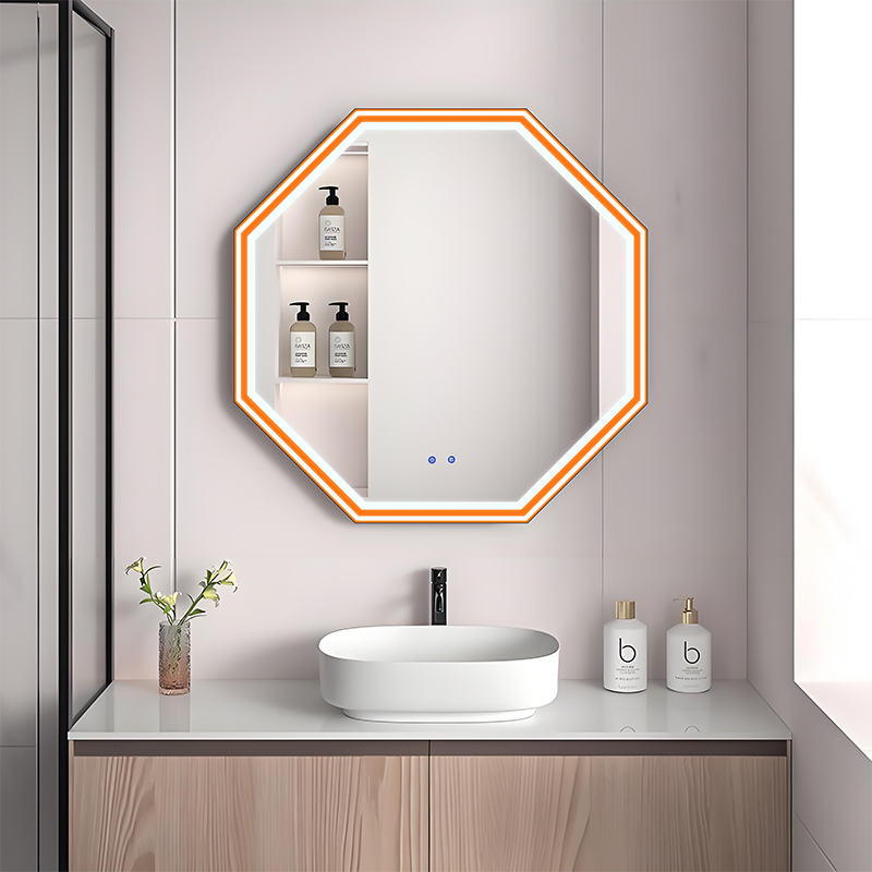 Gold Octagonal Wall Mirror For Hallway And Bathroom