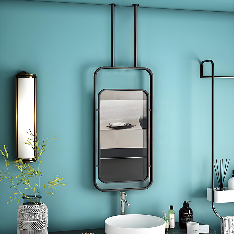 Black Frame Oval Mirror With Light