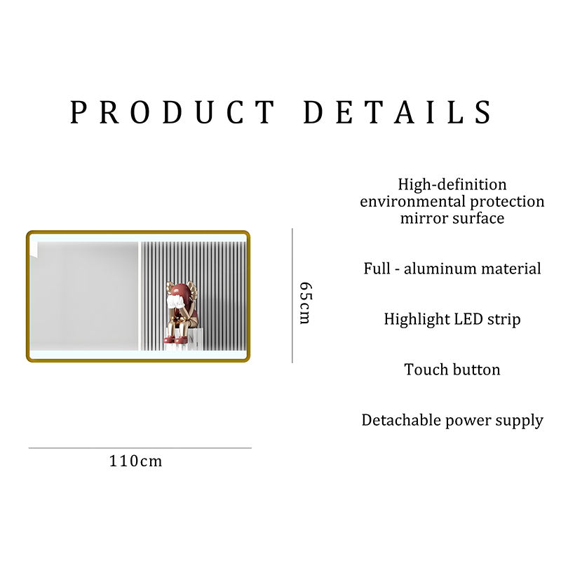 Bathroom Bavarian Gold Square Mirror With Functions